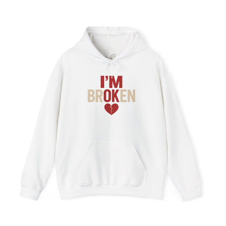 I'm Broken - I'm OK Heart Hoodie – White Broken Heart Pullover