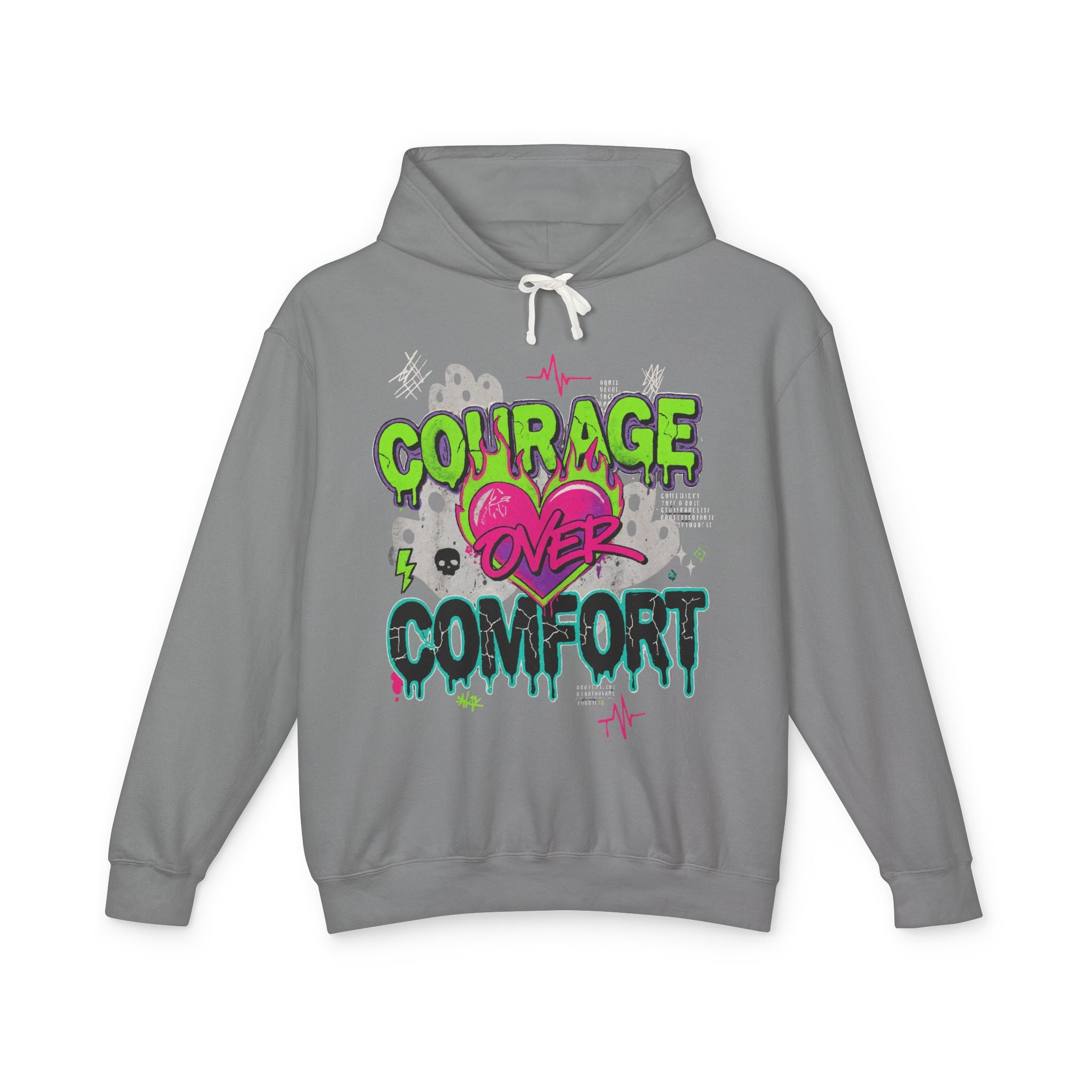 Courage Over Comfort Hoodie, Motivational Sweatshirt for Everyday Wear, Lightweight Pullover, Inspirational Gift, Unisex Outerwear