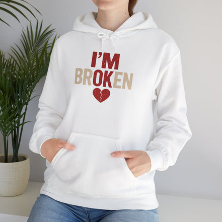 I'm Broken - I'm OK Heart Hoodie – White Broken Heart Pullover